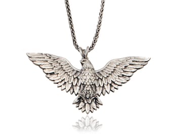Eagle Necklace, Necklace For Men's, Silver Eagle Pendant, Gift For Dad, Winged Eagle Necklace, American Eagle,