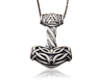 Hammer Of Thor, Odin&#39;s Wolves, Viking Man Jewelry, Silver Warrior Necklace, Necklace For Men&#39;s, Nordic Amulet, Birthday Gift For Father&#39;s