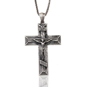 Jesus Crucifix Necklace, Religious Gift For Men&#39;s, Gift For Father&#39;s, Cross Pendants, Silver Cross Necklaces, Birthday Gift For Father&#39;s