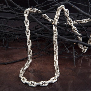 925 Sterling Silver Men Chain Necklace, Byzantine Chains, Gift For Mens, Mariner Chain Necklace, Puffed Chain, Birthday Gift For Father&#39;s