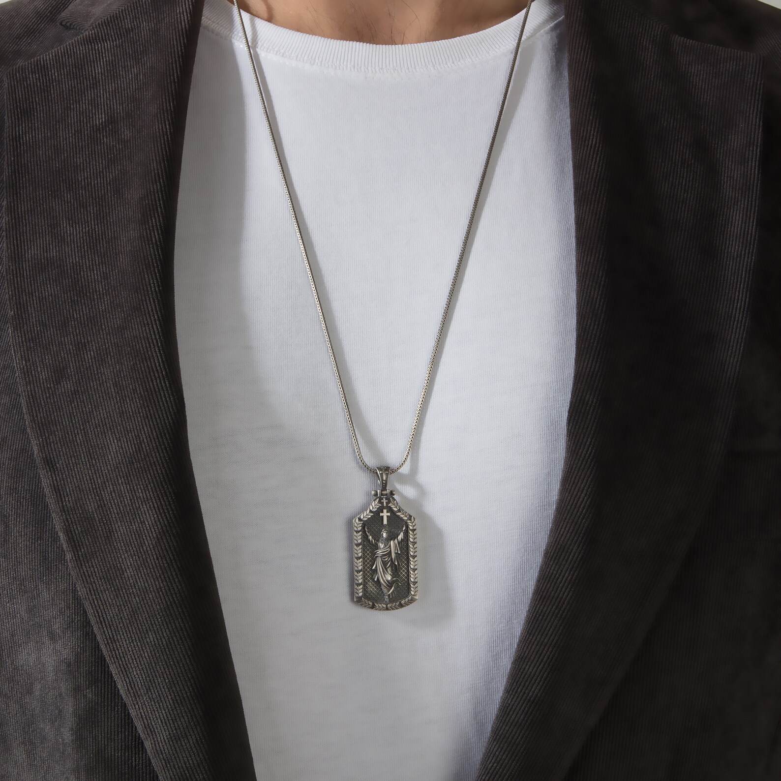 Silver Cross Ascension Jesus Pendant Gift For Men Cross Etsy