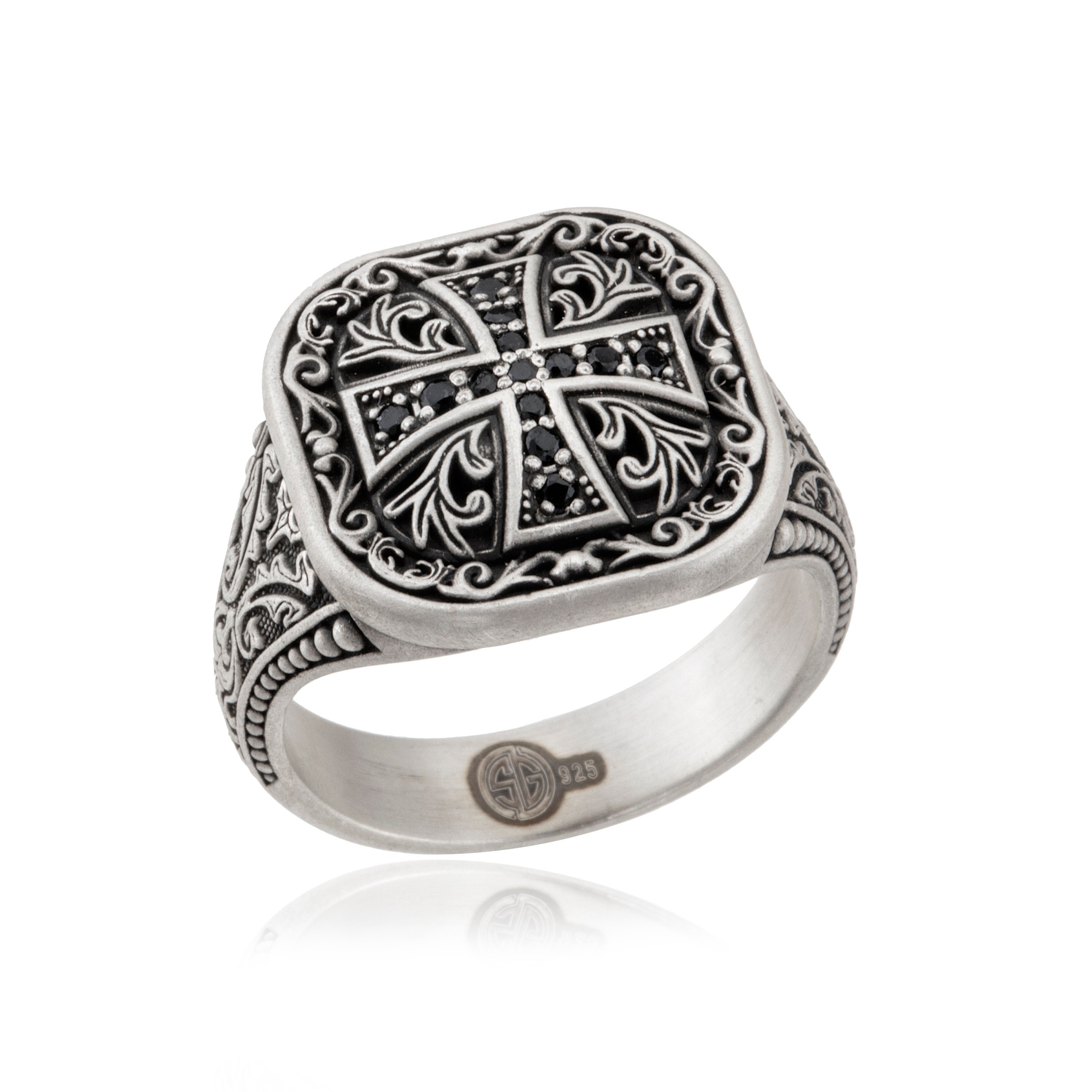 Mens silver shop cross ring