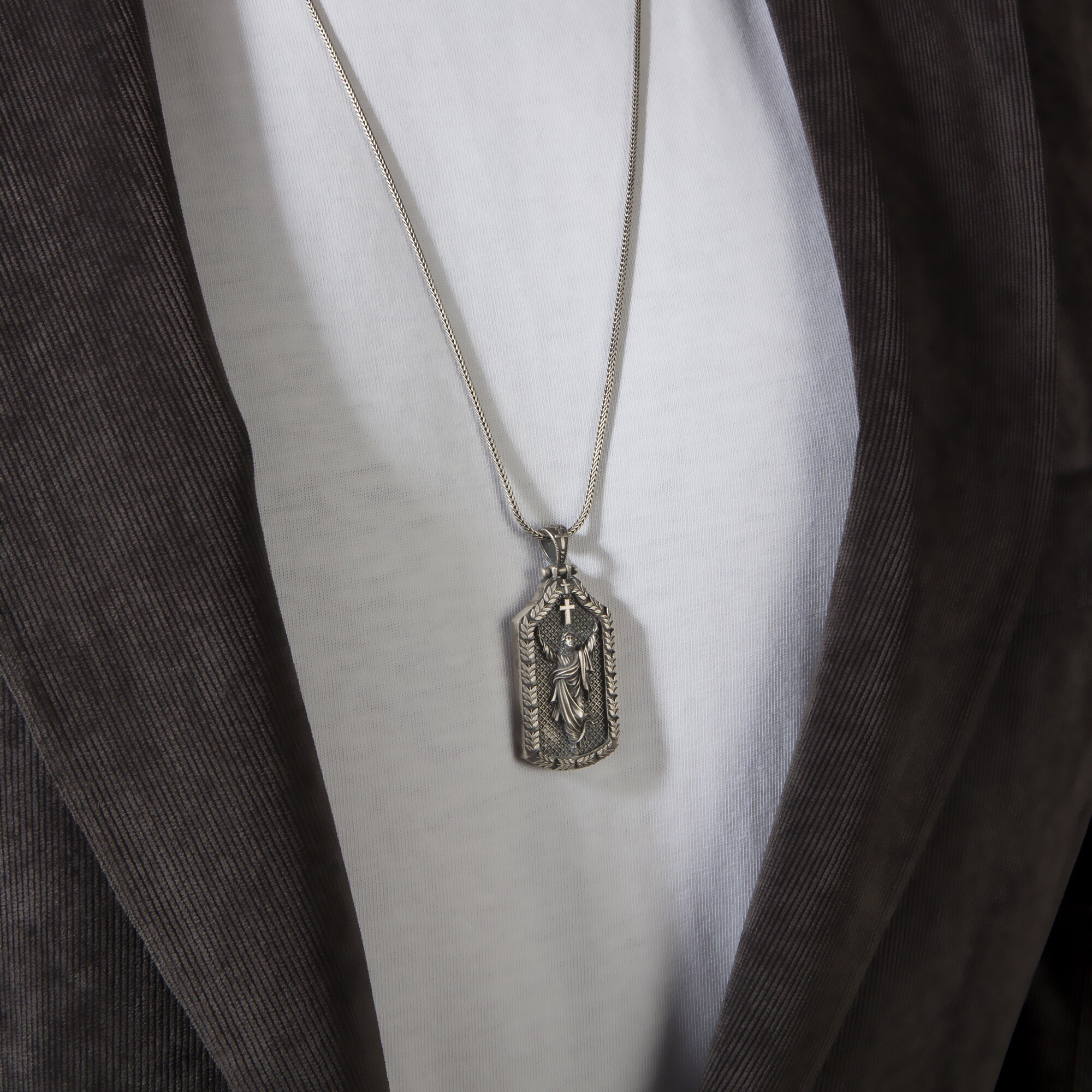 Silver Cross Ascension Jesus Pendant Gift For Men Cross Etsy