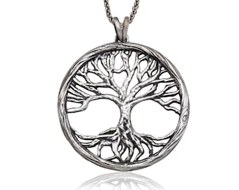 Sterling Silver Life Of Tree Necklaces, Tree Of Life Pendants For Men, Scandinavian Yggdrasil Unisex Necklaces, Birthday Gift For Father&#39;s