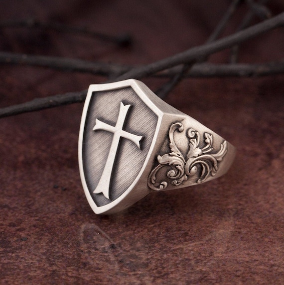 925 Sterling Silver Ellipse Signet Ring Mens Christian Rings Catholic Gifts  for — Discovered