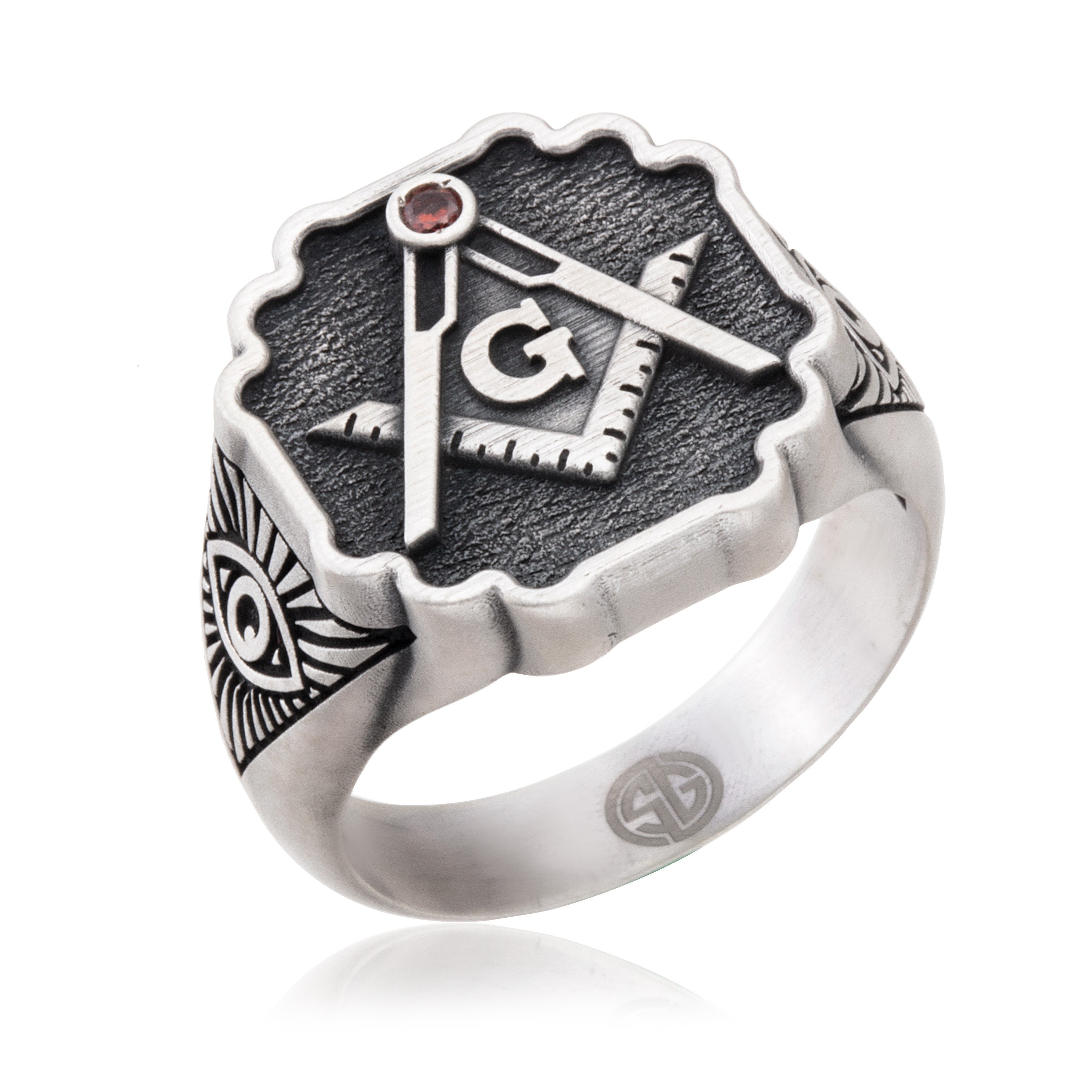 Charms Mason Rings Chunky Engraved Stainless Steel Ring
