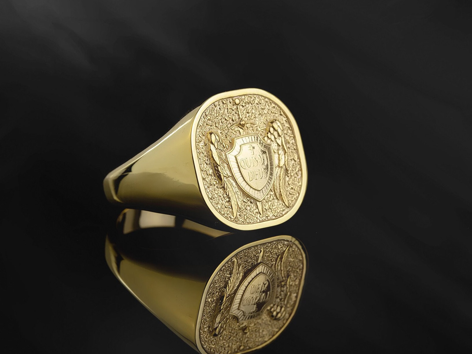 14K Gold St Michael the Archangel Ring Saint Michael Etsy