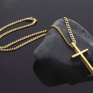 18K Solid Gold Byzantine Patterned Cross Pendants, Unisex 14K Jesus Cross Necklace, 10K Gold Religious Jewelry, Birthday Gift For Father&#39;s