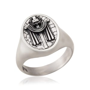 Massiver Silber getarnter Kreuz Ring, religiöser Mann Schmuck, einzigartiger Kruzifix Statement Ring, Eheringe für Männer, Geburtstagsgeschenk für den Vater