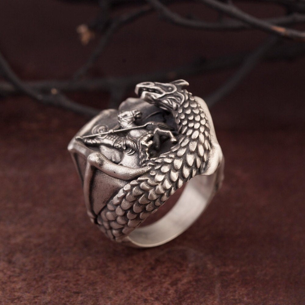 Archangel Saint Michael Ring Silver Ring for Man Religious - Etsy