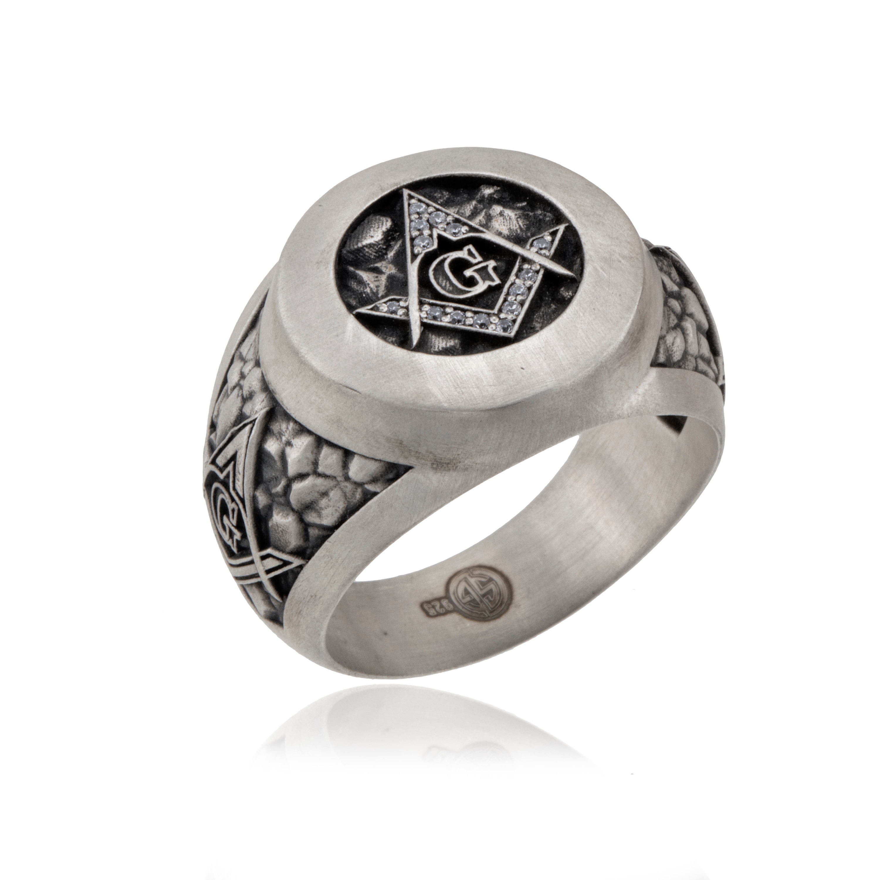 Engravable Men's Graduation Class Ring - Brushed Silver & Black Titanium, Sizes 9-13, Personalized Gift