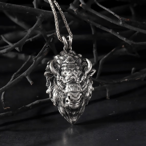 Solid Silver Buffalo Necklace Jewelry 