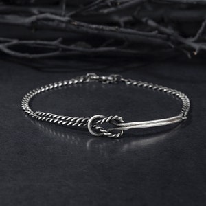 Sterling Silver Loop Bracelet, Unique Ship Rope Bracelet For Men, Sailor Knot Bracelets, Gifts For Boyfriends, Gift For Fathers Day