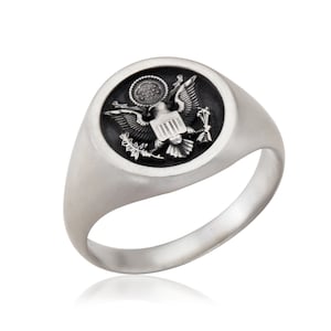 American Flag Ring, Silver Signet Man Rings, Ring For Patriots, Gift For Veterans, Silver Statement Men Rings, Birthday Gift For Father&#39;s