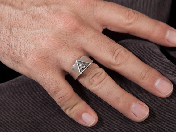 Anneau Maçonnique en Argent 925 Equipe Compas Argent Sterling