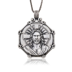 Sterling Silver Cross Necklaces For Men, Jesus Crucifix Necklaces For Women, Religious Jewelry, Birthday Gifts, Birthday Gift For Father&#39;s