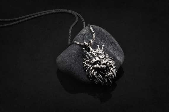 Sterling Silver Lion King Necklace, Unisex Animal Jewelry