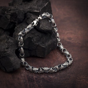 Byzantine Solid Silver Men Chain Bracelets, Oxidized Silver Chain Bracelet, Gift For Man, King Chain Bracelet, Best Gifts For Father's Day