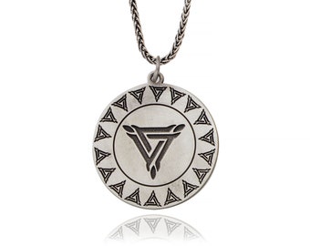 925 Silver Valknut Symbol Viking Pendant, Viking Triangle Pendants, Viking Symbol Necklace, Jewelry For Men's, Gift For Fathers Day