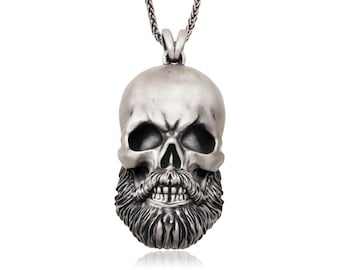 Collana con ciondolo a forma di teschio in argento sterling, gioiello da motociclista