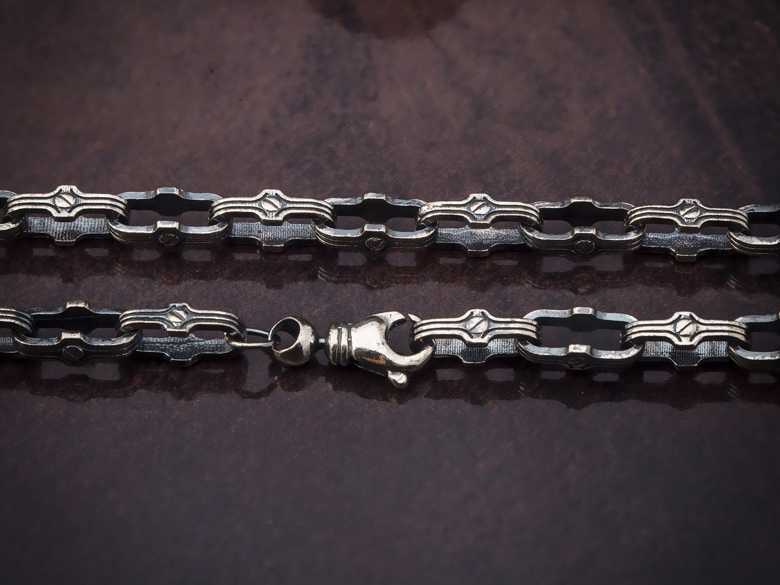 925 Solid Silver Chunky Chains Engraved Chains Handmade Etsy