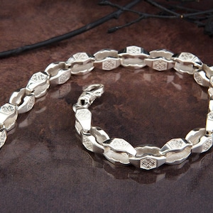 925 Sterling Silver Byzantine Chain, Handmade Chain Bracelet For Men, Chunky Chain Bracelet, Gift For Fathers, Birthday Gift For Father&#39;s