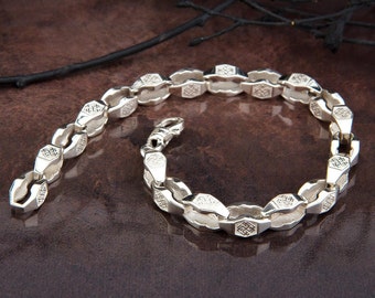 925 Sterling Silver Byzantine Chain, Handmade Chain Bracelet For Men, Chunky Chain Bracelet, Gift For Fathers,