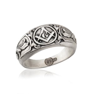 Master Mason Rings, Sterling Silver Masonic Ring, Statement Masons Ring, Freemason Rings, Signet Ring For Men, Birthday Gift For Father&#39;s