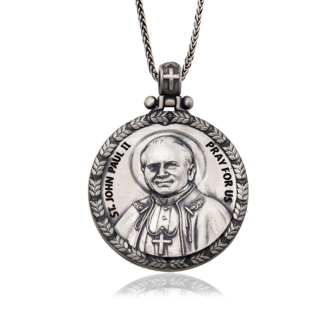 Pope Saint John Paul II Sterling Silver Necklace, Religious Gift Gift ...