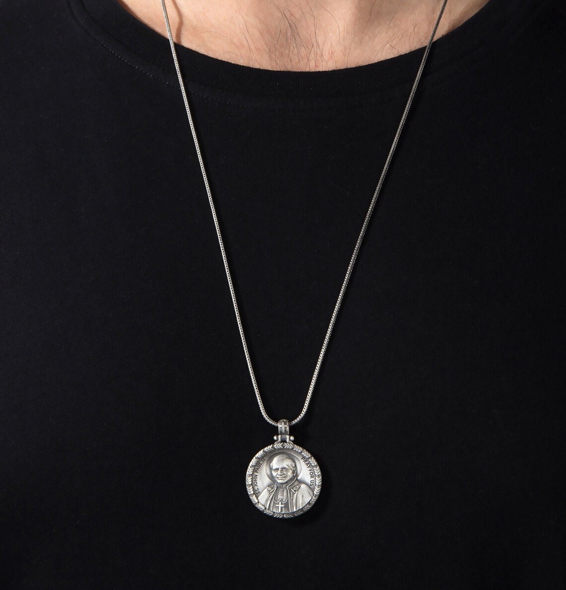 Pope John Paul Necklace John Paul Pendant Religious Etsy