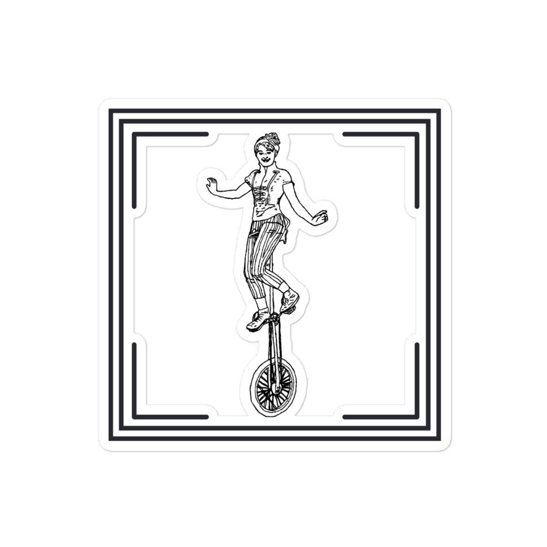 Unicyclist Sticker square Etsy