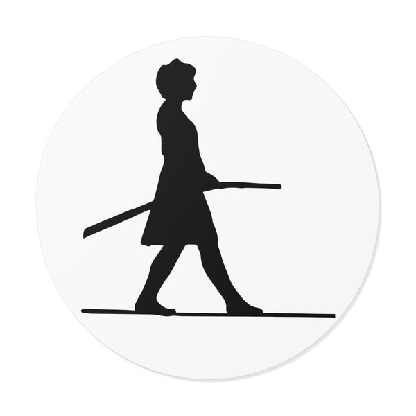 Tight Rope Walker Round Vinyl Sticker