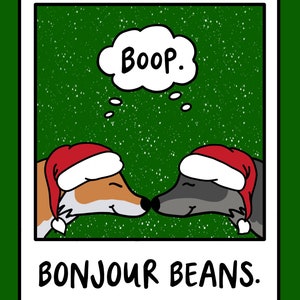 Christmas Fox & Wolf- Boop- Retro-style print- Card- Cute