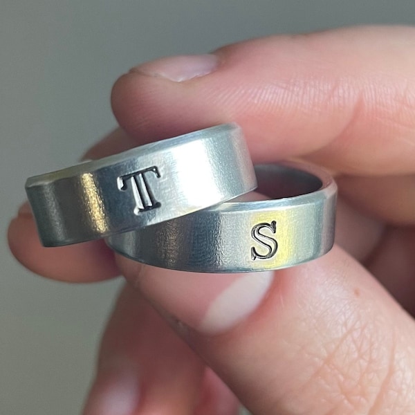 Matching Ring SET, Initial Rings, Monogram Ring, Personalized Ring, Handmade Gift for Couples, Matching Rings, Gift for Him, Gift for Her