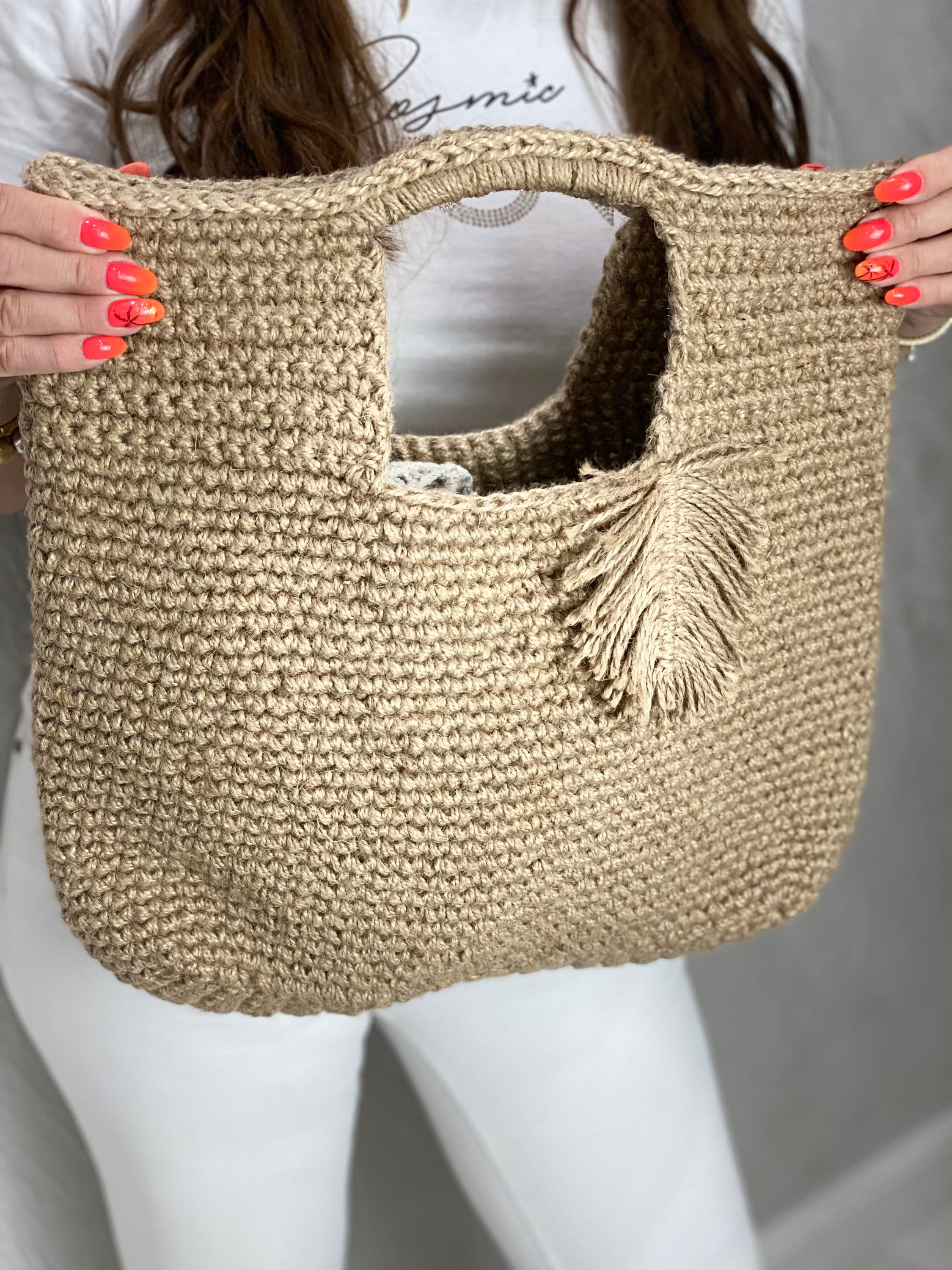 Crochet Jute Bag Square Eco Shopping Bag Crochet Tote Beach | Etsy