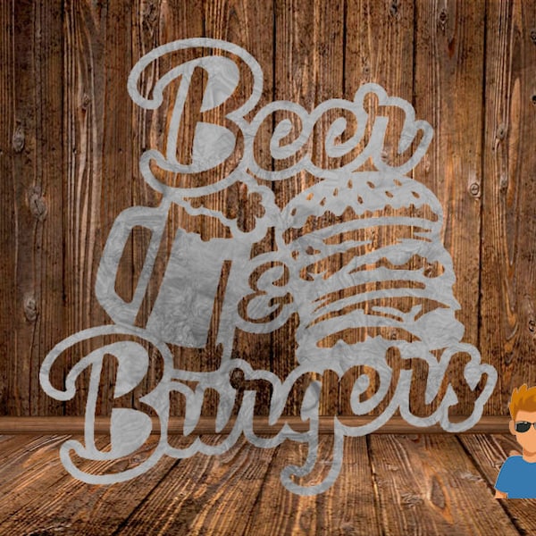 CUT READY, Bière et hamburgers, SVG, dxf, fichier vectoriel, découpe plasma, cricut, tshirt, clipart, cadeau, laser, glowforge, silhouette