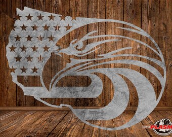 Bald Eagle US Flag, Cut Ready SVG DXF Vector File