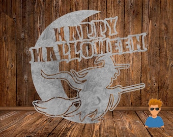 Witch Happy Halloween Cut File, SVG DXF Vector, CNC Plasma Laser Cricut