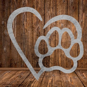 CUT READY, Zampa di cane con cuore,SVG,dxf,file vettoriale,taglio al plasma,cricut,tshirt,clipart,regalo,laser,glowforge,silhouette,cnc