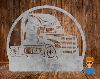 Freightliner 18 Wheeler Truck Silhouette, Vector Cut File (SVG, DXF)