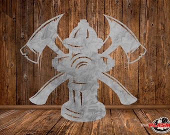 Fire Hydrant with Axes Cut Ready SVG, Fireman Truck Vector File