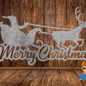 CUT READY, Buon Natale con Babbo Natale e Renna, SVG, dxf, file vettoriale, plasma, cricut, tshirt, clipart, laser, glowforge, silhouette, cnc
