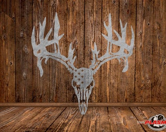 CORTE LISTO, Deer Buck Skull usa Flag, SVG, dxf, archivo vectorial, corte por plasma, cricut, camiseta, imágenes prediseñadas, regalo, láser, glowforge, silueta, cnc