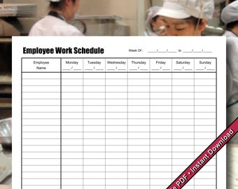 Formulier Wekelijks werkschema werknemer | Afdrukbare pdf | Directe digitale download