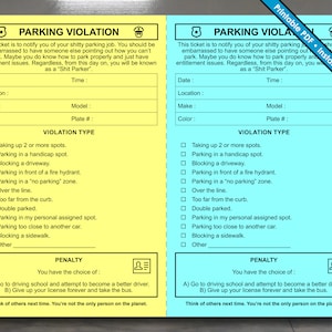 Parking Violation Ticket Fake Parking Ticket Printable PDF Instant Digital Download image 1