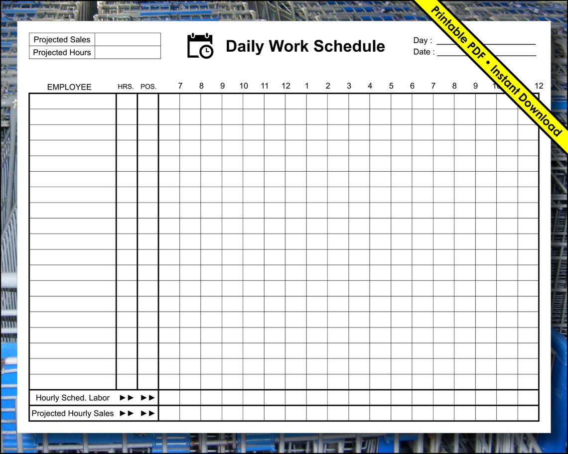 Daily Employee Work Schedule Deluxe Version Printable PDF - Etsy