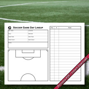 Fußball Lineup Form | Druckbare PDF | Sofort Download