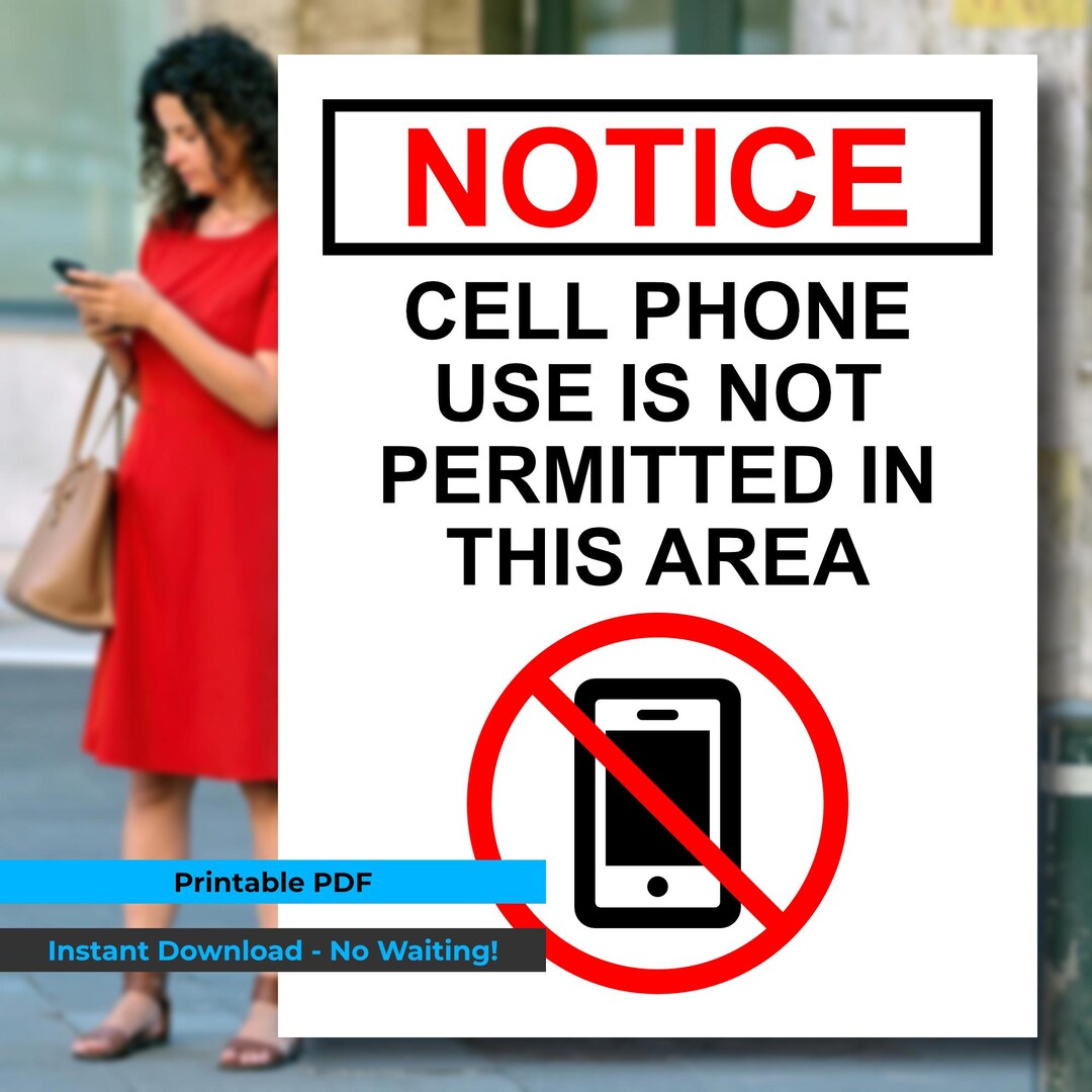 No Cell Phone Use Sign | Printable PDF | Instant Digital Download - Etsy UK