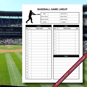 Modulo per la formazione delle partite di baseball / PDF stampabile / Download immediato