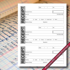 Printable Receipt Template: Small Business Form (PDF Download)